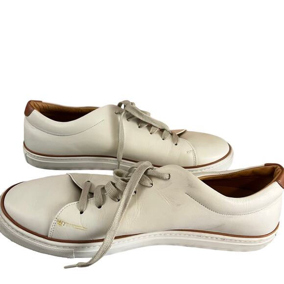 M. GEMI Men’s Made In Italy Low Top Lace Up Ivory Leather Sneaker US13 EU46 - Picture 2 of 9